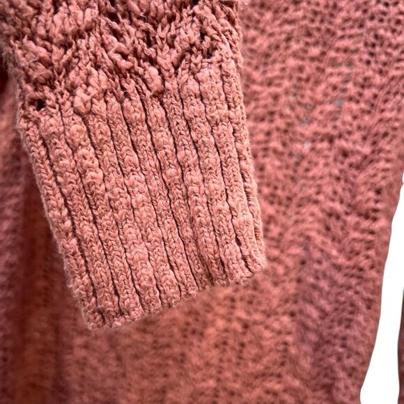 Loft Dusty Rose Open Weave Knit Sweater Women’s XS Cotton Blend Soft Girl whimsy - Picture 4 of 6